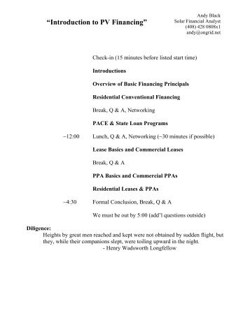 âIntroduction to PV Financingâ - OnGrid Solar