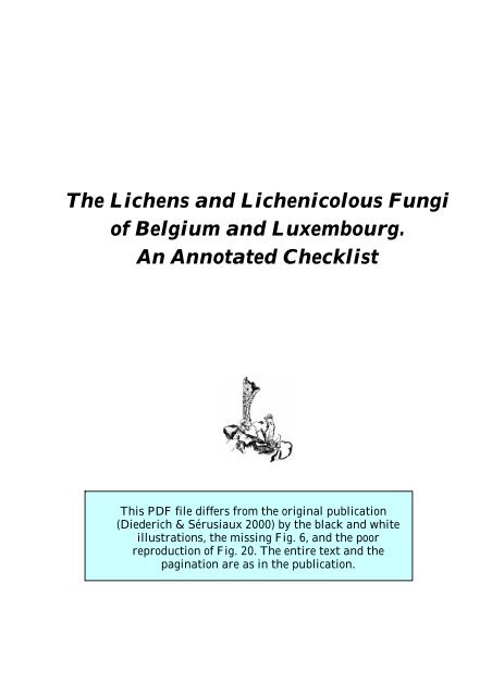 The Lichens and Lichenicolous Fungi of Belgium and Luxembourg ...