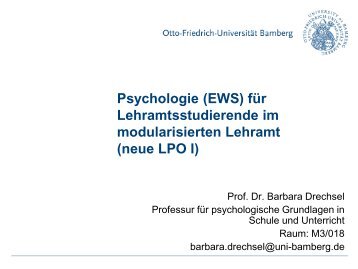 Psychologie (EWS) für Lehramtsstudierende im  modularisierten ...