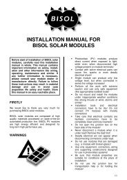 INSTALLATION MANUAL FOR BISOL SOLAR MODULES