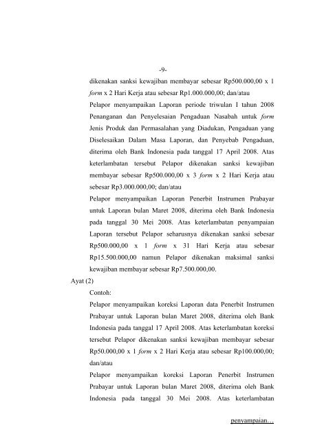 10/4/pbi/2008 tentang laporan penyelenggaraan ... - Bank Indonesia