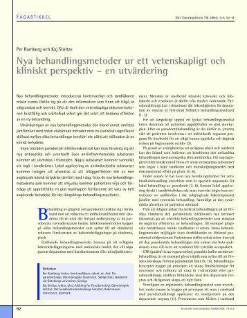 Nya behandlingsmetoder ur ett vetenskapligt och kliniskt perspektiv ...