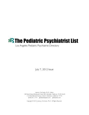 The Pediatric Psychiatrist List - James J. De Santis, Ph.D.