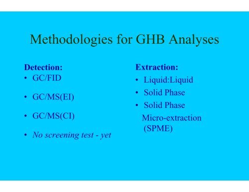 Gamma-hydroxybutyric acid – GHB Gamma-butyrolactone - GBL 1,4 ...