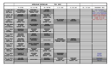 Spielplan aller TCH Mannschaften