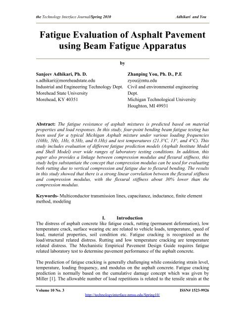 Fatigue Evaluation of Asphalt Pavement using Beam Fatigue ...