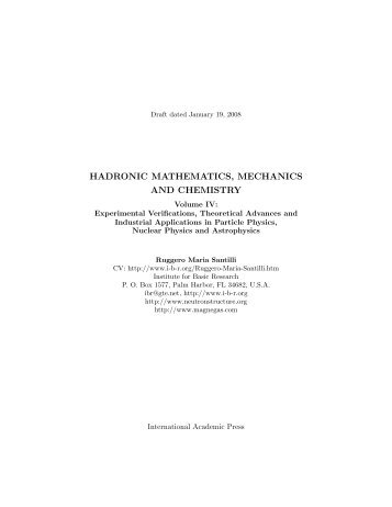 hadronic mathematics, mechanics and chemistry - Advanced ...