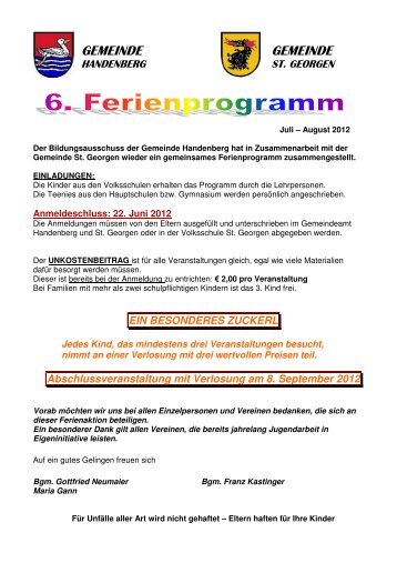 Ferienprogramm 2012 - Handenberg
