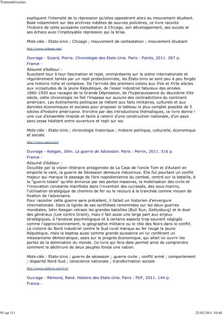 Bulletin num. 33 du 25-03-2011 - Institut des Amériques