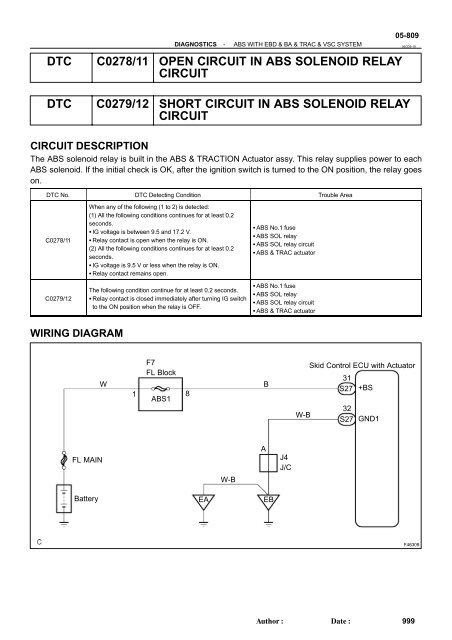 dtc c0278/11 open circuit in abs solenoid relay ... - Highlander Club