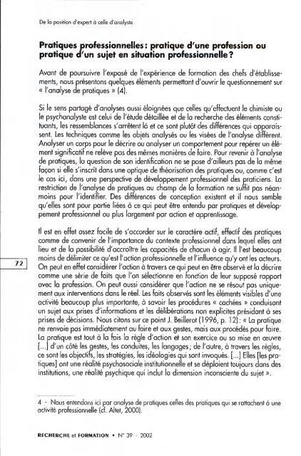 R&F Analyse des pratiques Approches psychosociologique et ...