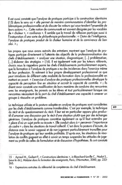 R&F Analyse des pratiques Approches psychosociologique et ...