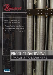 Product Overview Variable Transformers - Ruhstrat GmbH