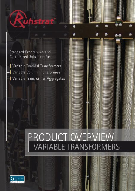 Product Overview Variable Transformers - Ruhstrat GmbH