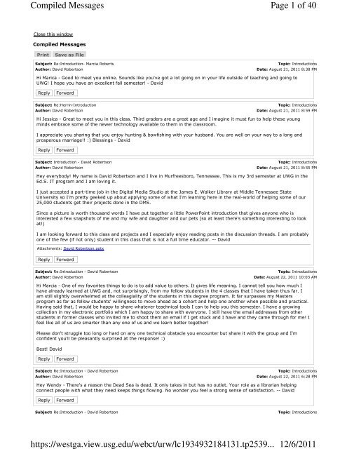 Page 1 of 40 Compiled Messages 12/6/2011 https://westga.view.usg ...