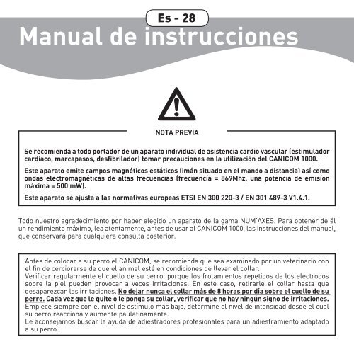 Guide d'utilisation Fr - 3 User's guide Gb - 16 Manual de ... - Num'Axes