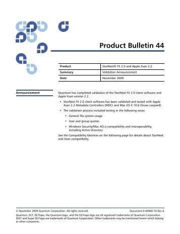 StorNext Product Bulletin 44