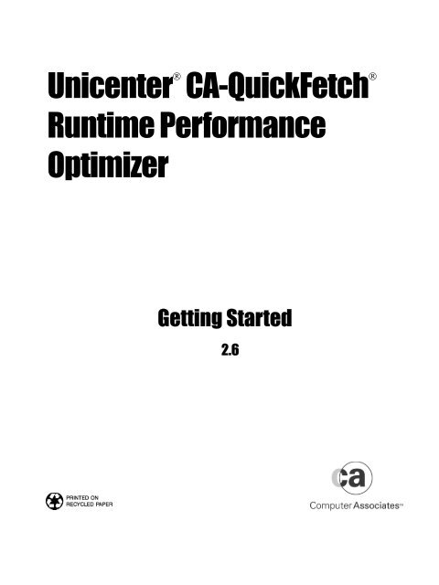 Unicenter CA-QuickFetch Getting Started