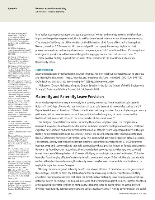 Women's Economic Opportunity Index - Economist Intelligence Unit