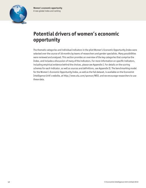 Women's Economic Opportunity Index - Economist Intelligence Unit