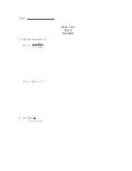 Name: Math 1311 Test 2 Fall 2003 1. Find the derivative of (a) y = x ...