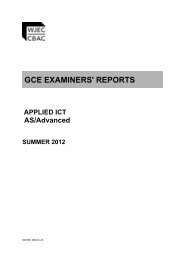 GCE Applied ICT Examiners' Report - June 2012 - WJEC