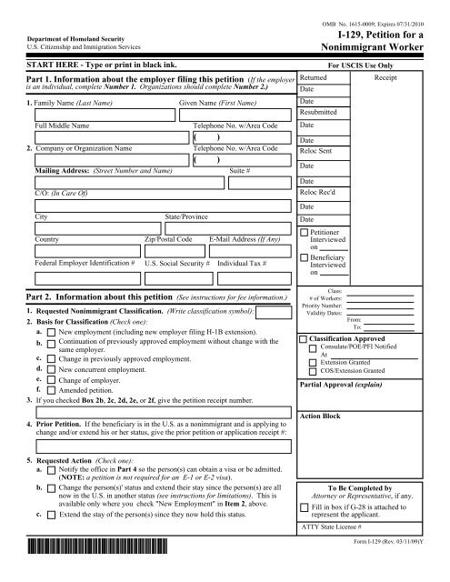 I-129, Petition for a Nonimmigrant Worker - VES visa-express service