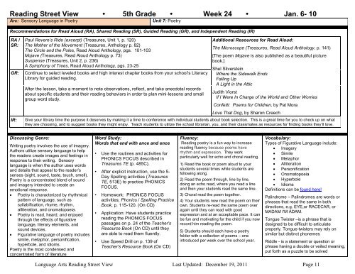 Reading street view Ã¢Â€Â¢ 5th grade Ã¢Â€Â¢ week 19 Ã¢Â€Â¢ jan. 5-6