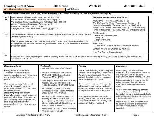 Reading street view Ã¢Â€Â¢ 5th grade Ã¢Â€Â¢ week 19 Ã¢Â€Â¢ jan. 5-6