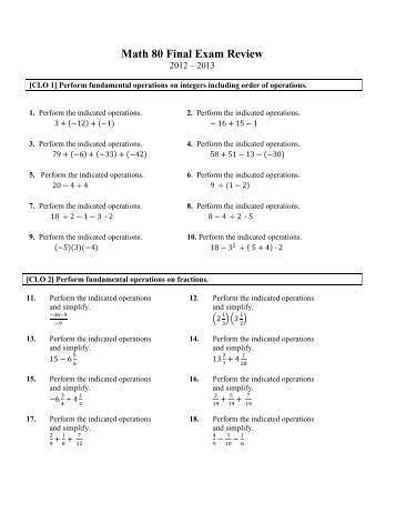 Math 80 Final Exam Review