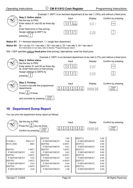 CM 811/812 Operating Instructions Programming Instructions