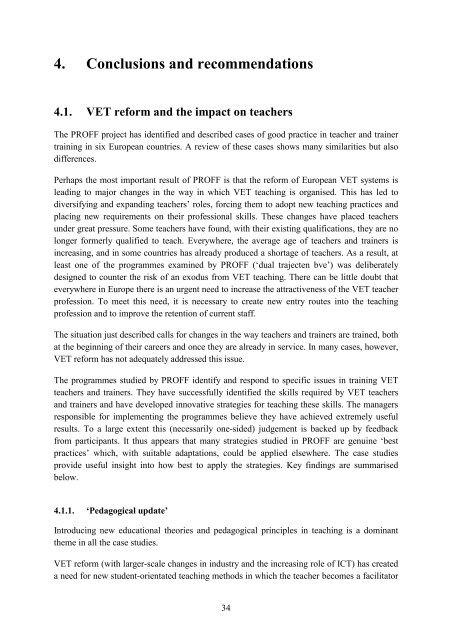 PROFF – Professionalisation of VET teachers for the future - Europa