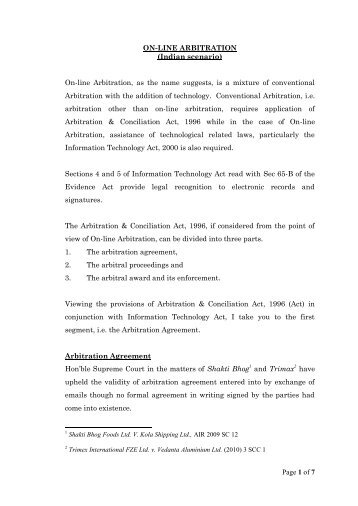 Page 1 of 7 ON-LINE ARBITRATION (Indian ... - Luthra & Luthra