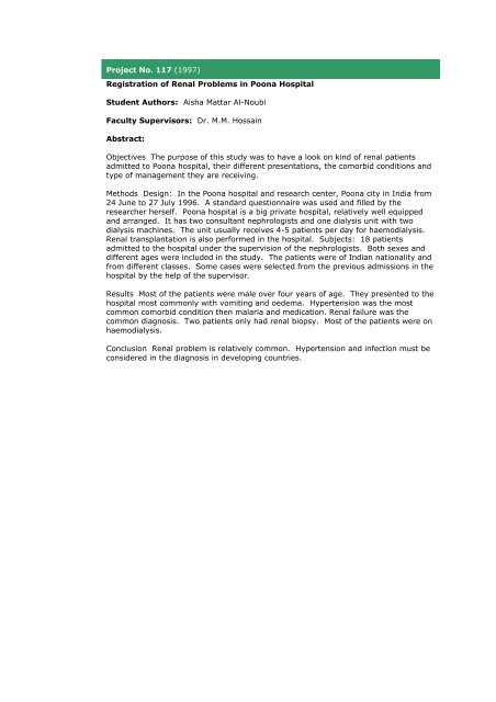 Community Medicine Abstracts - College of Medicine and Health ...