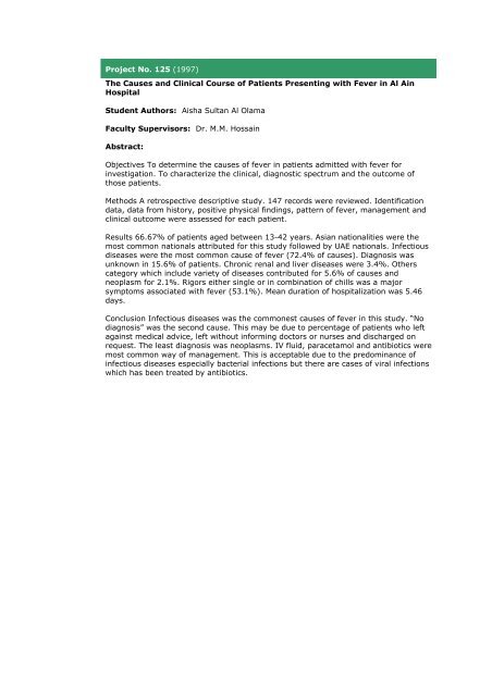 Community Medicine Abstracts - College of Medicine and Health ...