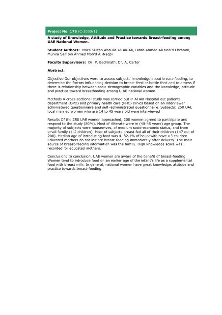 Community Medicine Abstracts - College of Medicine and Health ...