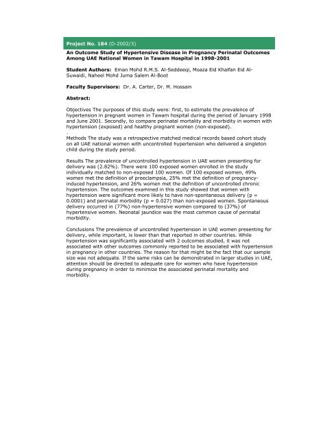 Community Medicine Abstracts - College of Medicine and Health ...