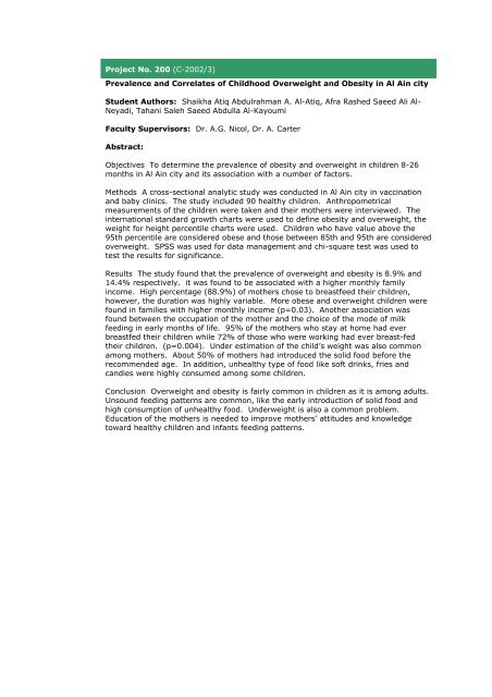 Community Medicine Abstracts - College of Medicine and Health ...