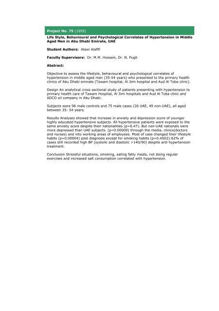 Community Medicine Abstracts - College of Medicine and Health ...