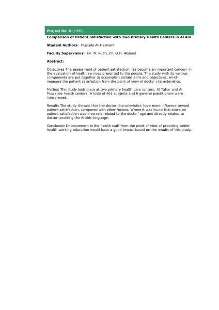 Community Medicine Abstracts - College of Medicine and Health ...