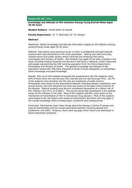 Community Medicine Abstracts - College of Medicine and Health ...