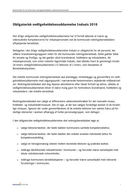 Vedligeholdelsesuddannelse 2010 - Beredskabsstyrelsen