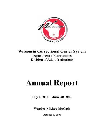 Annual Report - Wisconsin Department of Corrections