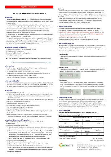 BIONOTE SYPHILIS Ab Rapid Test Kit