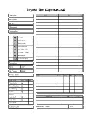 Beyond The Supernatural Character Data - RPG Sheets