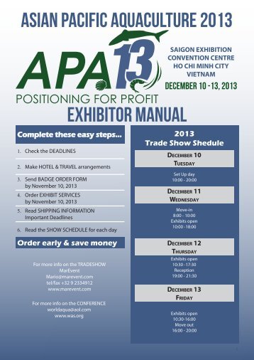 ASIAN PACIFIC AQUACULTURE 2013 exhibitor manual - MarEvent