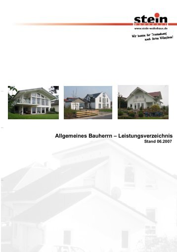 Allgemeines Bauherrn – Leistungsverzeichnis - Stein  Wohnhaus