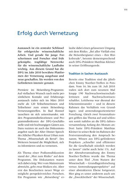 Jahresbericht 2010 -  Aufgaben und Ergebnisse - DFG