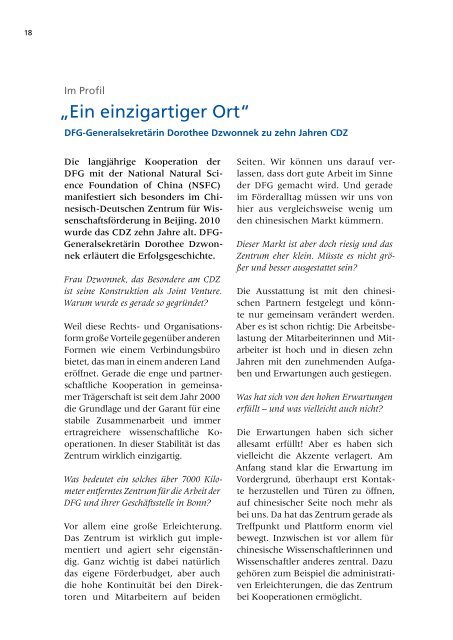 Jahresbericht 2010 -  Aufgaben und Ergebnisse - DFG