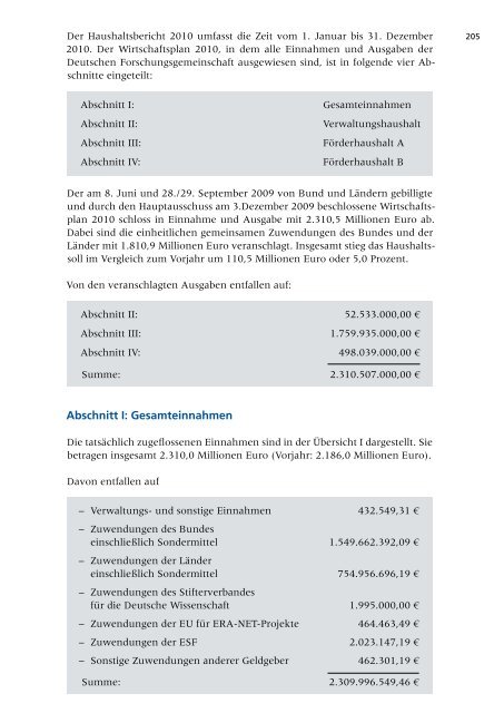 Jahresbericht 2010 -  Aufgaben und Ergebnisse - DFG